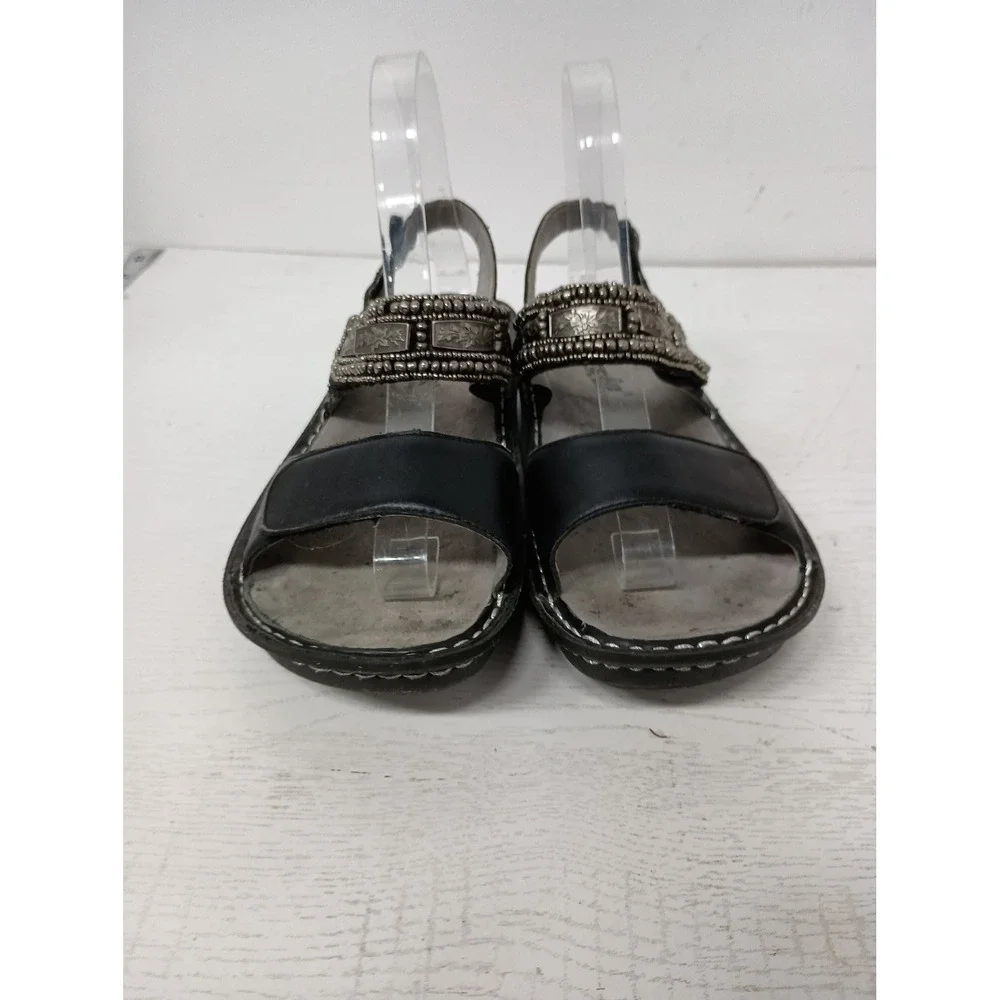 Alegria Verona Sandals Womens 37 Black Leather Boho Beaded Comfort Strappy Shoes